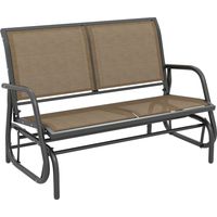 Balancelle jardin 2 places métal tissu mesh – 120 x 70 x 85 cm – Marron clair – Design confortable