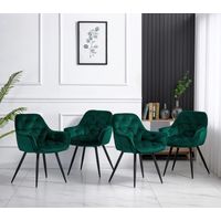 AINPECCA 4PCS Dining Chairs Velvet Padded Seat Metal Legs Kitchen Chair Home Office (Yellow,4PCS)