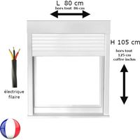 Fenêtre PVC 1 vantail oscillo-battant avec volet roulant électrique H 105 x L 80 cm pour pose en neuf - tirant droit