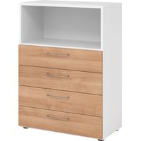 bümö smart Schubladen Kombi - 4 Schübe Weiß/Nussbaum