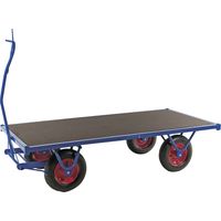 Chariot de visite pour charges lourdes – Longueur plateau 2000 mm – Roues pneumatiques Ø 400 mm – Acier robuste – Capacité 800 kg – Kongamek