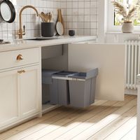 40-Liter-Schiebemülleimer mit 3 herausnehmbaren Recyclingfächern (2 x 10 l und 1 x 20 l) – grau