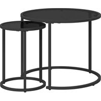 vidaXL Coffee Table Set 2 pcs Black 55 x 55 x45 cm Glass
