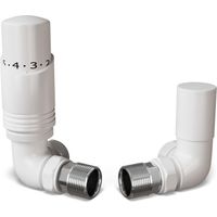 Talus Bold - White Thermostatic Radiator Valve & Lockshield Corner 15mm