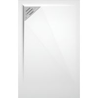 Mineralguss-Duschwanne extra flach TRINITY in WEIß 90x100 cm Ablauf linksbündig
