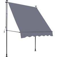 Store banne à bras articulés, store banne à fixation par pince 300 x 120 cm, pare-soleil réglable en hauteur, store banne de balcon sans perçage, store banne de balcon avec manivelle, protection
