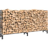 Unho – Range bûches extérieur métal 233cm – Ultra large pour stockage bois – Capacité 294kg – Dimensions 233x118x35cm – Fer forgé durable