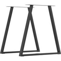 Set 2 Gambe per Tavolo Trapezoidali Acciaio 6 Fori 12 Viti Nero 70x5x72 cm