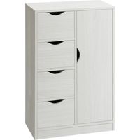 Armario de Salón con 4 Cajones 1 Puerta y Estante Interior Mueble de Almacenaje Multiusos 54x29x83 cm Blanco