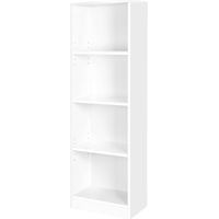 VASAGLE Libreria a 4 Ripiani Regolabili, Scaffale per Bambini, Portaoggetti, Organizzatore per Studio, Ufficio, 40 x 24 x 121,5 cm, Bianco LBC104W