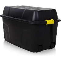Coffre de rangement robuste en plastique de 175 L avec roulettes et couvercle