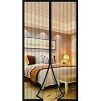 Moustiquaire Portes et Fenêtres Magnétique Rideau Anti-Mouches Magnétique pour Porte Moustiquaire Toile Rideaux, Moustiquaire Fenêtre Coulissante Moustiquaire Magnétique Sans Perçage 90 x 220cm Noir B