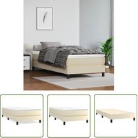 The Living Store Cadre de lit sans matelas crème 90x200 cm similicuir - Cadre De Lit - Lit Double - Similicuir - Lit Crème - Meuble Chambre