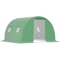 Serre tunnel extérieure 3x3x2 m avec bâche PE, porte à fermeture éclair et 4 fenêtres, verte