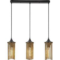 Lampe suspendue Roxas E27 3x Max.40W Metal Matt Black, cuivre B: 58 cm H: 140cm Ø12 cm Dimmable