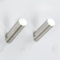 Juego de 2 ganchos de pared minimalistas de acero inoxidable de gran angular - Sin base - Ideales para familias, hogares y apartamentos - Plateados