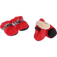 Jeffergarden Chaussures antidérapantes pour chien, bottes, chaussettes pour chien, en coton doux rembourré, rouge 5, 4 pièces/ensemble