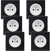 FONTINI 6 prises 2P+T blanc glossy DOM + 6 plaques simples métallisé anthracite