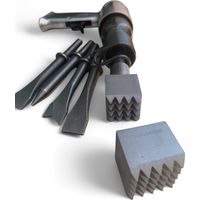 Bocciarda Per Pietra Dura, Per Bocciardatura, Cazzuola, Con Scalpellatore Pneumatico, Con Codolo Intercambile, In Acciaio Temprato, Made in Italy 2 pz 3x3cm + 3,5x3,5cm