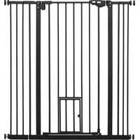 Barrera de Seguridad Extensible con Puerta Pequeña Cierre Automático y Sistema de Doble Bloqueo 74-101x104,1 cm Negro