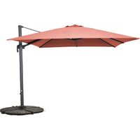 Parasol déporté 3x3m rotatif et 4 dalles lestées terracotta