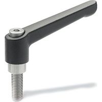 Ganter Norme Elements reglable Levier de serrage avec vis en acier inoxydable, noir, strukturmatt, GN 300.1-63-SW M6-50