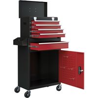 Carrello Porta Attrezzi 5 cassetti con cassetta rimovibile e armadietto con chiave in acciaio rosso