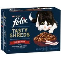FELIX TASTY SHREDS Farm Selection in Gravy Wet Cat Food 12x80g - 736415