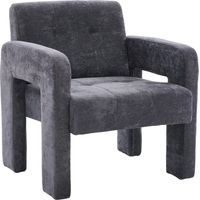 Fauteuil En Chenille Gris 67,5×69×74,5 Cm, Assise Mousse Dense, Accoudoirs Ergonomiques