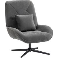 Fauteuil pivotant. Fauteuil en chenille avec coussin lombaire. Dossier haut. Assise profonde. Gris foncé.