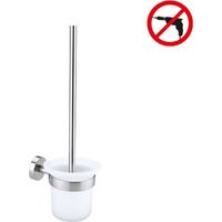 Tesa Moon Brosse WC en verre avec support mural en acier inoxydable mat, pose facile sans perçage (40302-00000-00)