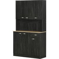 Armoire de cuisine 1 tiroir 6 portes étagères réglables moderne 101x39x180 cm Noir