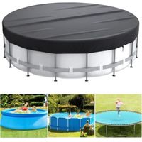 Couverture de piscine, couverture de piscine solaire ronde de 10 pieds pour piscines hors sol, couverture de bain à remous avec boucle de mise à niveau, corde et clous au sol pour améliorer la stabili