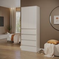Armario Claus, Blanco, 74 x 191.5 cm con 4 cajones, Vicco