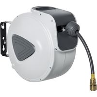 Carrete de Manguera de Aire Comprimido Automático de 20 m Conector de 1/4'' BSP Soporte para Pared Giratorio 180° Gris