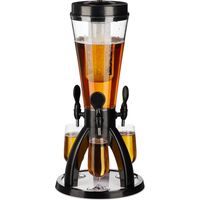 Relaxdays – Distributeur à boissons 4 L avec 3 robinets poussoirs – Réfrigération intégrée – Compartiment à glaçons amovible – Transparent noir