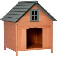 Casetta Rialzata per Cani fino a 15 kg, Cuccia per Cani Gatti da Esterno di Abete, 81.3x91.5x98.5 cm