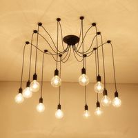 E27 Retro Pendant Light Adjustable Spider Ceiling Hanging Lamp Edison Chandelier 12-arms