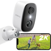 COOAU Upgraded 2K Überwachungskamera WLAN Aussen/Innen, Akku Kabellos Wiederaufladbare IP Kamera mit PIR-Bewegungserkennung, mit Nachtsicht in Farbe und 2 Wege Audio, IP65