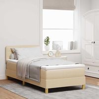 LED Boxspringbett mit LED-Lichtleisten Creme 90 x 200 cm Stoff
