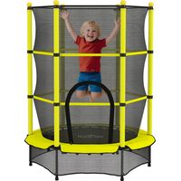 Cama Elástica Infantil Ø140 cm para Niños de 3-10 Años con Red de Seguridad Carga 50 kg para Interior Exterior Amarillo