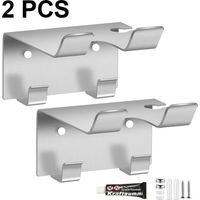 2pz Supporto per asciugacapelli montato a parete senza trapano risparmio di spazio facile installazione argento