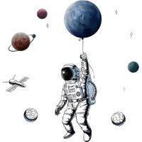 Sticker mural Décoration murale pour chambre d'enfant garçon planète espace lune Décoration murale pour chambre d'ado