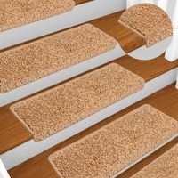 Tapis d'escalier 10 pièces 65 x 21 x 4 cm Beige Bord rectangulaire vidaXL