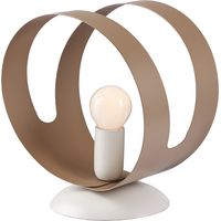 Lumetto in ferro laccato bianco con fascia tagliata a laser tortora 1 luce
