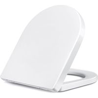 Abattant WC, Siège de Toilette Standard à fermeture douce avec dégagement rapide, fixation facile, Cuvette WC en UF Lunette Toilettes en forme de U/Blanc