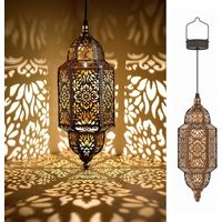 Lifeel Solarlaterne für außen, Marokkanisch Garten Laterne, Dekorative Solarlampe Hängend, Metall LED Solar Laterne für Draussen Baum Patio (Bronze)