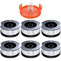 6-teiliges Trimmerfaden-Spulenset, kompatibel mit Black & Decker, 1,65 mm Durchmesser, mit 10 m Trimmerfaden, enthält 6 Ersatzspulen, 1 Ersatzspulenabdeckung und 1 Ersatzfeder.