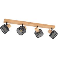 Lindby – Spot à intensité variable en bois 77 cm – 4 lampes en acier noir – Éclairage décoratif pour salon et salle à manger – Design moderne