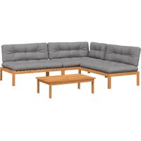 Salon palette de jardin avec coussins 4pcs Mobilier de jardin bois d'acacia massif